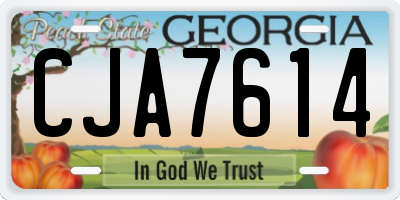 GA license plate CJA7614