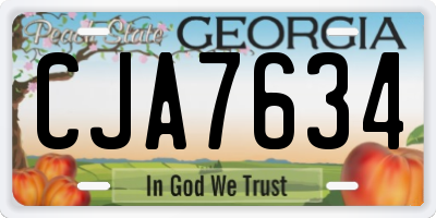GA license plate CJA7634