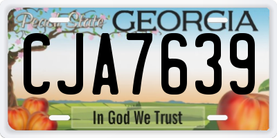 GA license plate CJA7639
