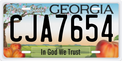 GA license plate CJA7654