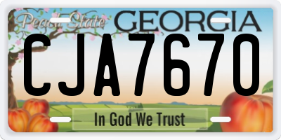 GA license plate CJA7670