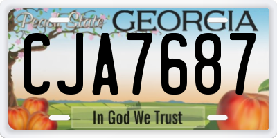 GA license plate CJA7687