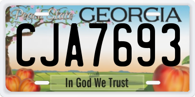 GA license plate CJA7693
