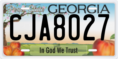 GA license plate CJA8027