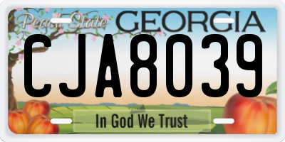 GA license plate CJA8039