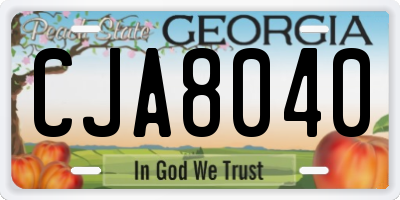 GA license plate CJA8040