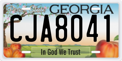 GA license plate CJA8041