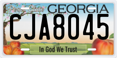 GA license plate CJA8045