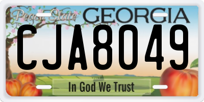 GA license plate CJA8049