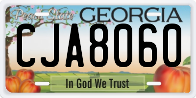 GA license plate CJA8060