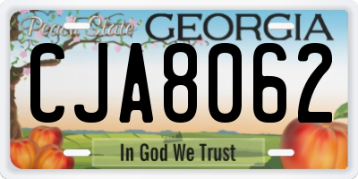 GA license plate CJA8062