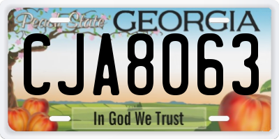 GA license plate CJA8063