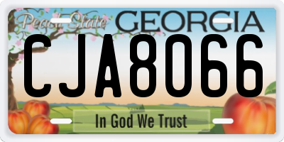 GA license plate CJA8066
