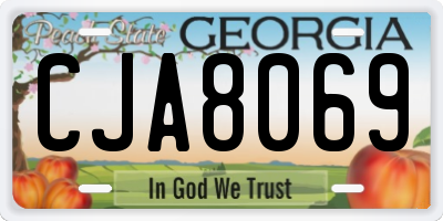 GA license plate CJA8069