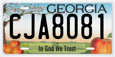 GA license plate CJA8081
