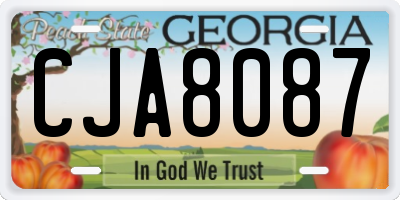 GA license plate CJA8087