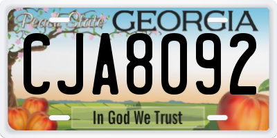 GA license plate CJA8092