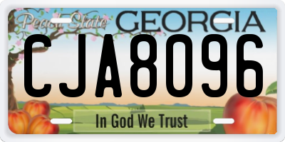GA license plate CJA8096