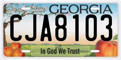 GA license plate CJA8103
