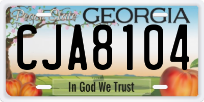 GA license plate CJA8104