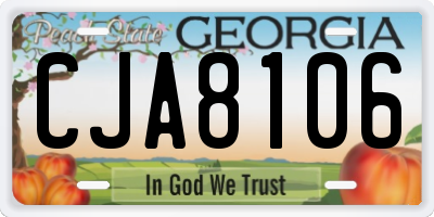 GA license plate CJA8106