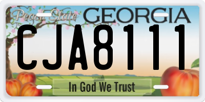 GA license plate CJA8111