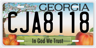 GA license plate CJA8118