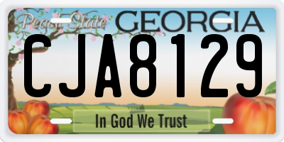 GA license plate CJA8129