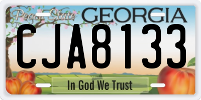 GA license plate CJA8133