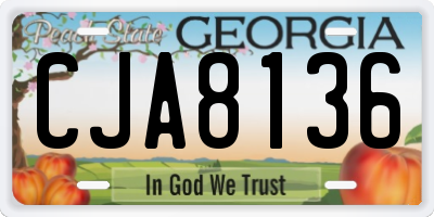 GA license plate CJA8136