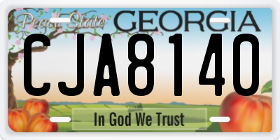 GA license plate CJA8140