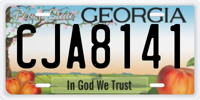 GA license plate CJA8141