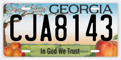 GA license plate CJA8143