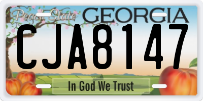 GA license plate CJA8147
