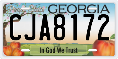 GA license plate CJA8172