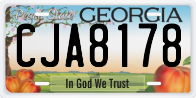 GA license plate CJA8178