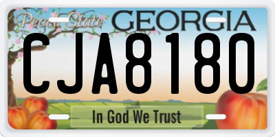 GA license plate CJA8180