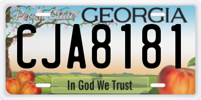 GA license plate CJA8181