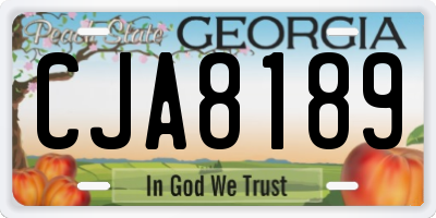 GA license plate CJA8189