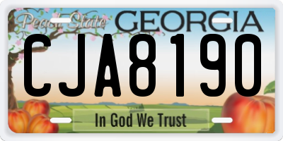 GA license plate CJA8190