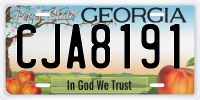 GA license plate CJA8191