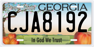 GA license plate CJA8192