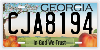 GA license plate CJA8194