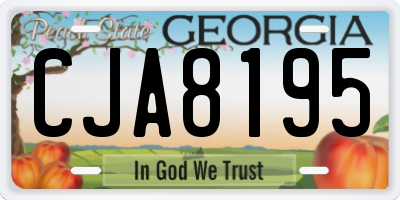 GA license plate CJA8195