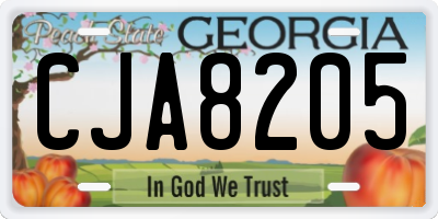 GA license plate CJA8205