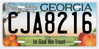 GA license plate CJA8216