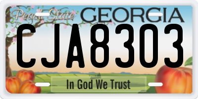 GA license plate CJA8303