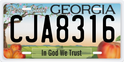 GA license plate CJA8316