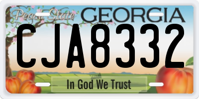 GA license plate CJA8332