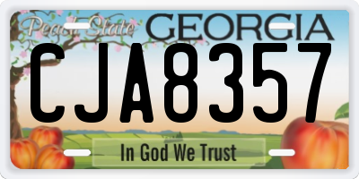 GA license plate CJA8357